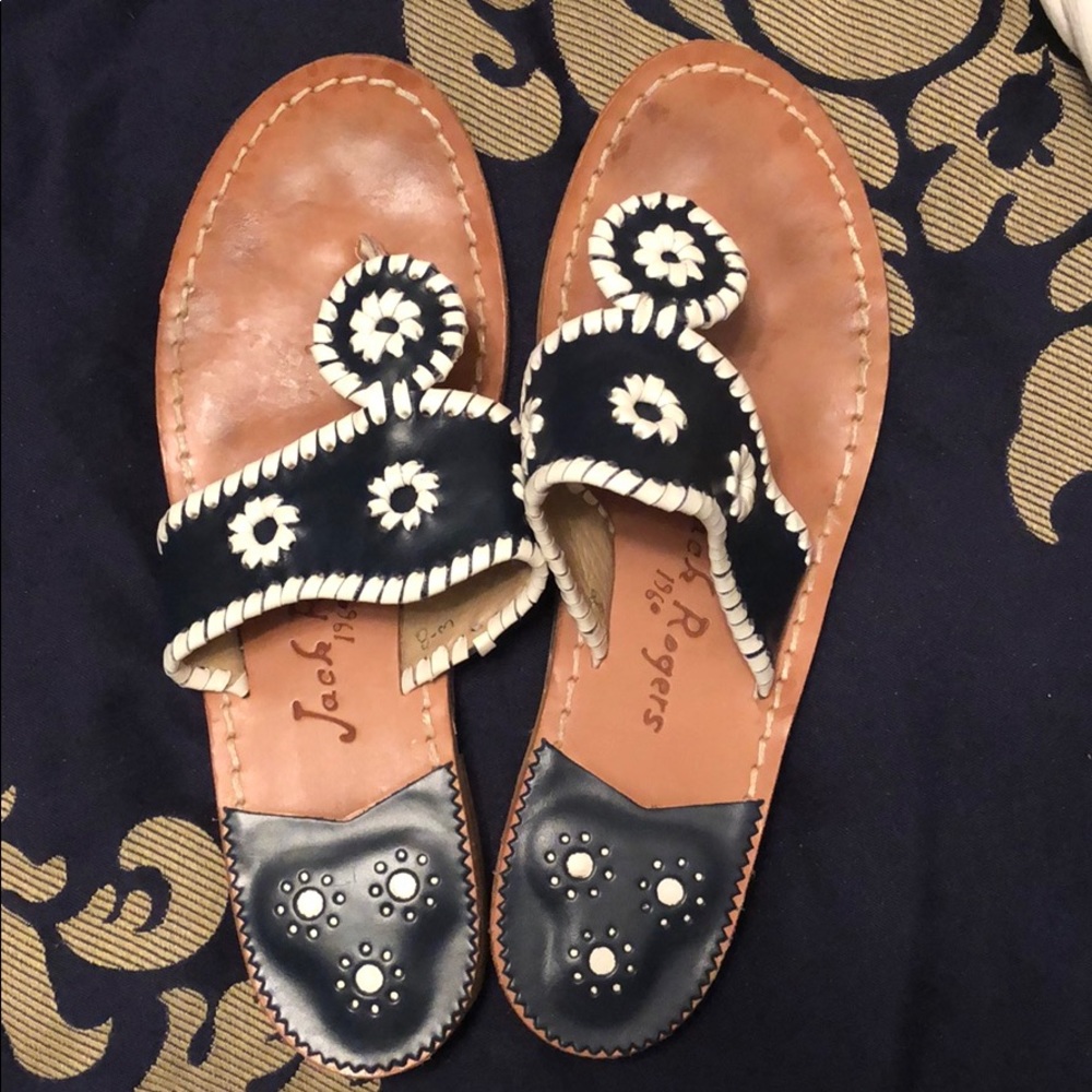 Navy and White Jack Roger Sandals